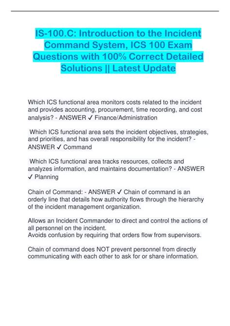 IS-100.C: Introduction to the Incident Command System, ICS 100 Exam ...