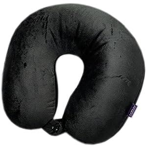 Viaggi Microbead Travel Neck Pillow with Fleece Cover - Black : Amazon ...