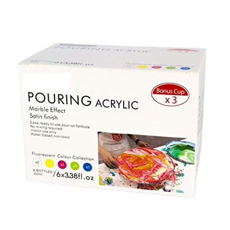 Glimpse Non Toxic Marble Effect Satin Finish Pouring Acrylic Paint Set ...