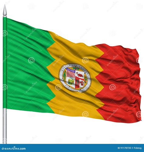 Los Angeles City Flag on Flagpole, USA Stock Illustration ...