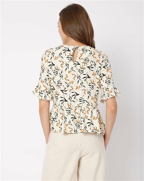 Beige Floral Top