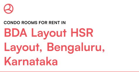 BDA Layout HSR Layout, Bengaluru, Karnataka Condo r... – Roomies.co.in