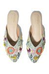 Buy Blue Embroidered Zinnia Mules by Paio Online at Aza Fashions.