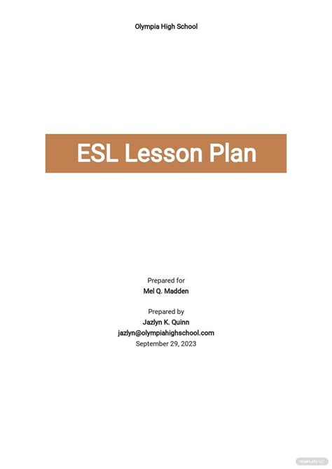 Image result for ESL Lesson Plan Template