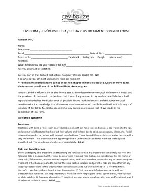 Juvederm Ultra Treatment Consent Form - Blank Fillable Template | Fill ...
