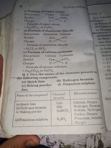 Ions present Calcium Carbonate Symbol Charges Ca+ CO3 ∴ Formula of calci..