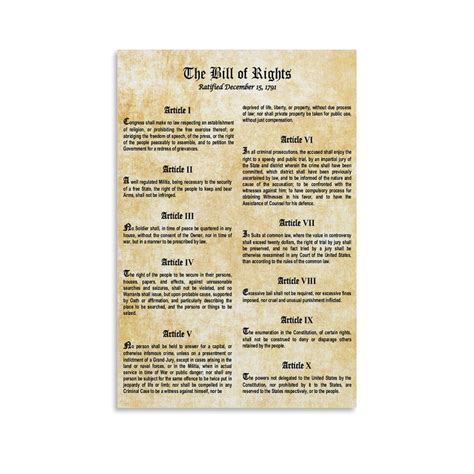 The US Constitution The Bill Of Rights Poster, History Government ...