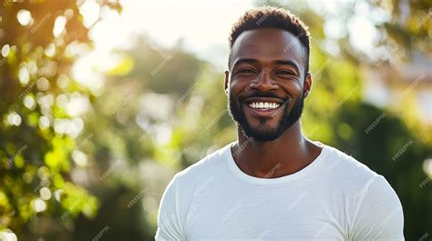 Happy Black Man Smiling Outdoors Positive Vibes A portrait of a happy ...