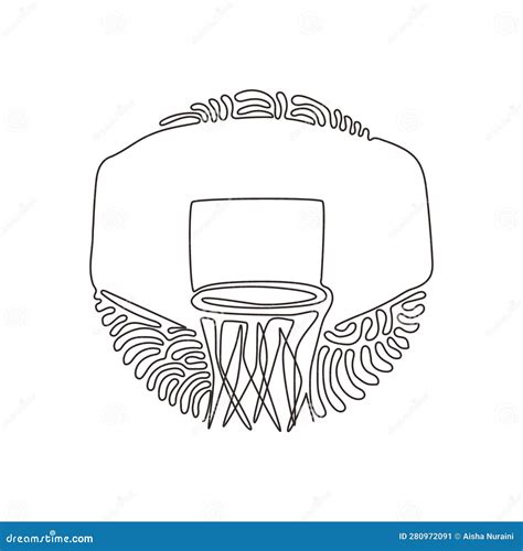 Continuous One Line Drawing Basketball Hoop, Basketball Basket. Net ...