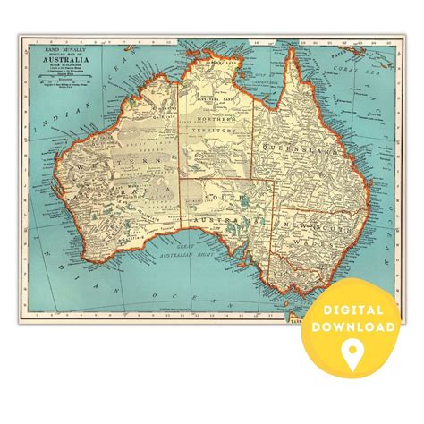 Map of Australia, Printable Australia Map, Australia Map Poster, Australia Map, Australia Wall ...