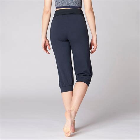 Women's Organic Cotton Gentle Yoga Cropped Bottoms - Navy Blue