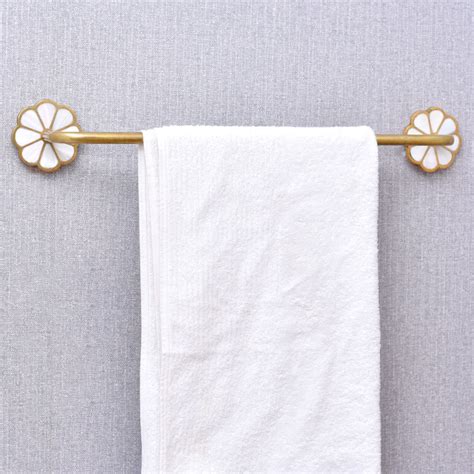 Brass Mother of Pearl Bathroom Towel Bar