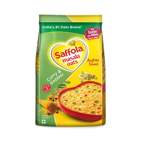 Saffola Masala Oats |Curry & Pepper | Tasty, Anytime Snack | Ready In 3 ...