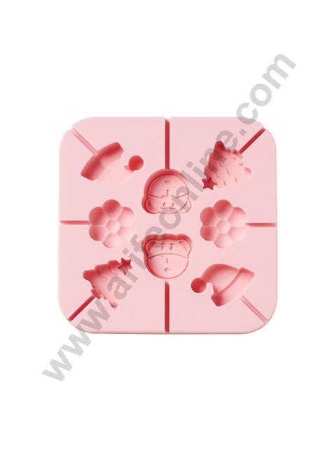 Cake Decor 8 Cavity Silicone Lollipop Mould Christmas Tree Cap Flower ...