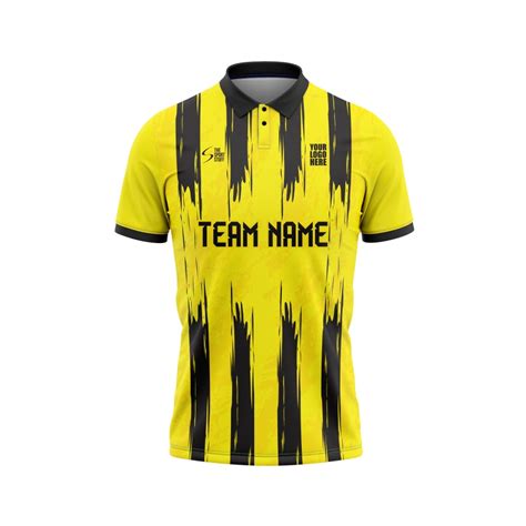 Yellow Black Stripes Customized Cricket Team Jersey Design | Customized ...