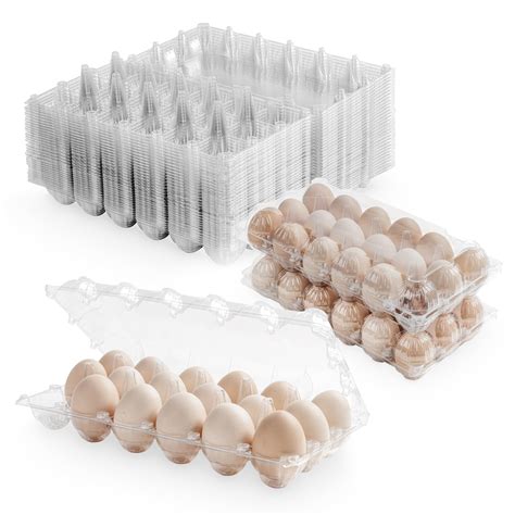 Amazon.com: 40 Pack Bulk Egg Cartons 18 Count, Clear Plastic Egg ...