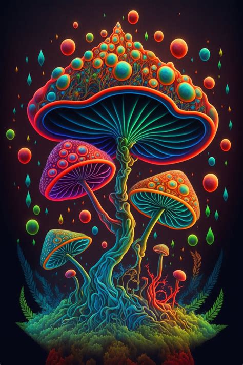 Trippy Psychedelic Mushroom Art, Digital Print, AI Generated Art - Etsy
