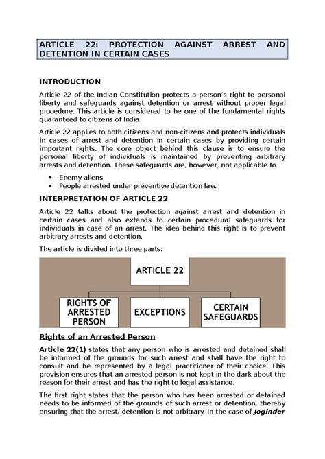 Article 22 - notes - ARTICLE 22: PROTECTION AGAINST ARREST AND ...