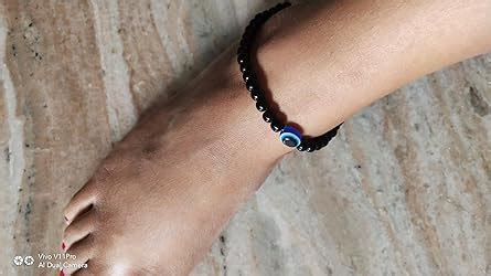HIGH TRENDZ Handmade Glass Oxidized Silver Base Metal Evil Eye Anklet ...