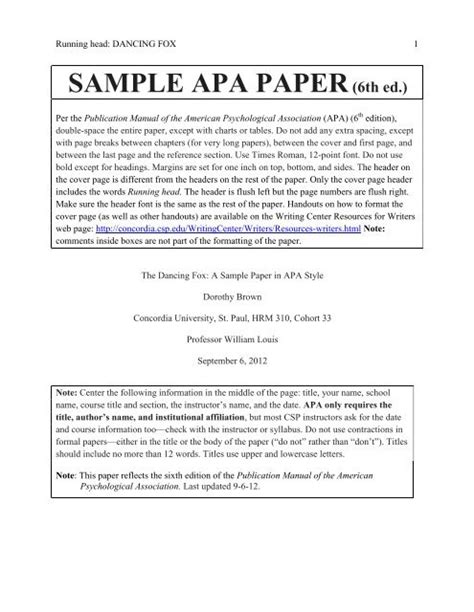 Image result for APA 6 Edition Format