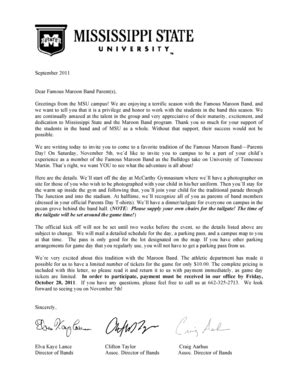 Fillable Online msuband msstate Greetings from the MSU campus - msuband ...
