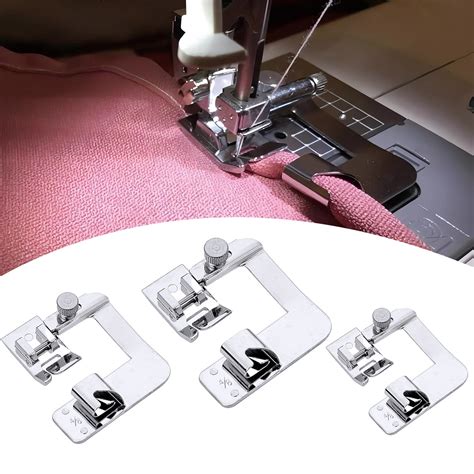 3-Piece Wide Rolled Hem Presser Foot Set - 1/2", 3/4", 1" Hemmer Feet ...