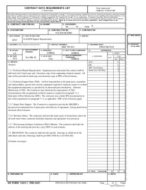 Fillable Online Contract Data Requirements List Definition Fax Email ...