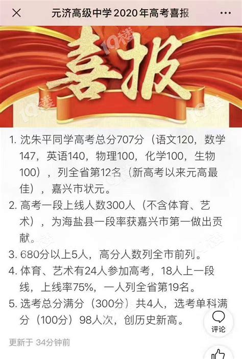 2020嘉兴各高中高考上线率陆续出炉！嘉兴最高分707来自这个学校-早知道-讲空头-嘉兴19楼