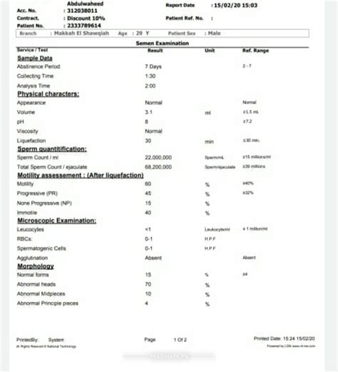 Semen Analysis Report