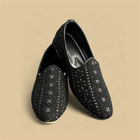 Midnight Black Embroidered Mojdi – Dresswala NX