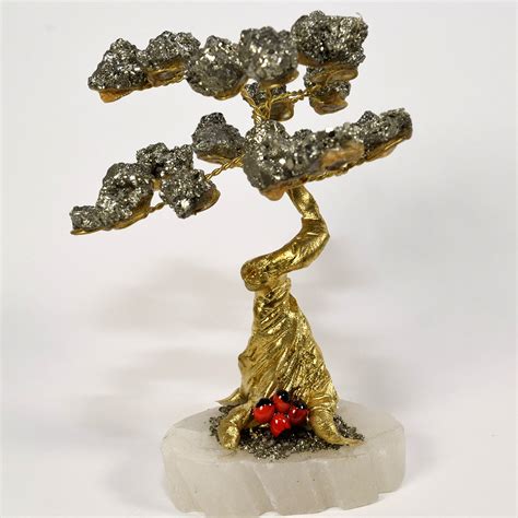 Buy 4.5" Pyrite Tree on White Onyx Stand Natural Stunning Decorative ...