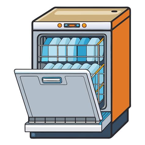 Detailed Vector Design of an Open Dishwasher Ideal for Kitchen and ...