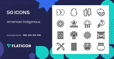 American Indigenous Icon Pack | Lineal | 50 .SVG Icons