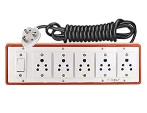 Buy Bharat 240v Extension Board Extension Box | Spike Guard 5 Socket 1 ...