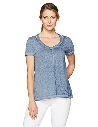 Allison Brittney Women's Garment Burnout Short Sleeve Swing Top with ...