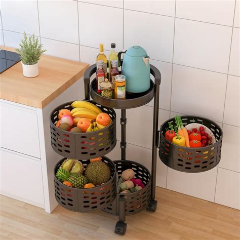 Kuber Industries 4-Layer Kitchen Trolley | 360? Rotating Storage Rack ...