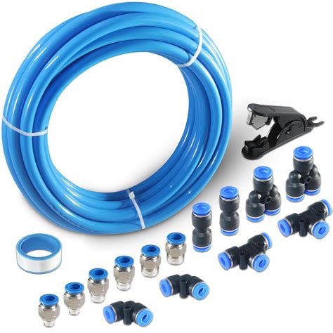 MSAEIQUN Pneumatic Tubing Blue Polyurethane PU Air Hose Pipe Tube Kit ...