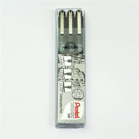 Pentel S20P Pointliner 1.0mm 2.0mm 3.0mm Tip Black Calligraphy 3 Pen ...