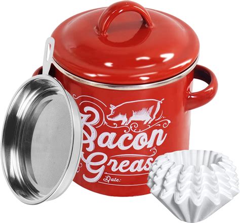 Amazon.com: Dukars Bacon Grease Container - with Strainer and Cooking ...
