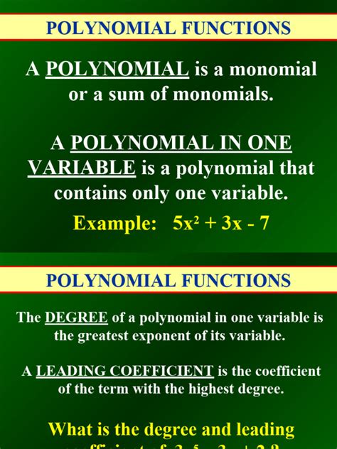 7.1 Polynomial Functions | PDF | Polynomial | Algorithms