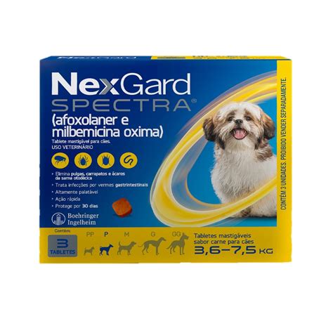 NexGard Spectra Antipulgas e Vermífugo Cães de ( 3,6 kg a 7,5 kg ) 3 ...