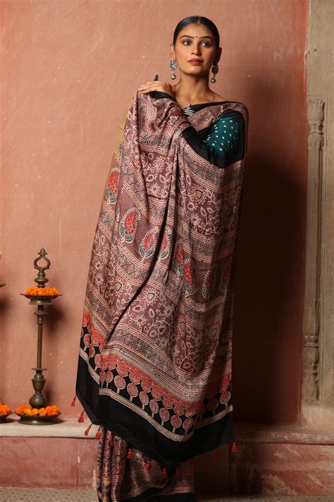 Buy Teal Bandhej Ajrakh Modal Silk Saree Online - House Of Elegance ...