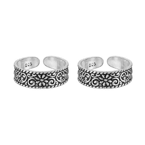 Elegant Oxidised Band Toe Rings - 925 Pure Silver – Shining Silver.in