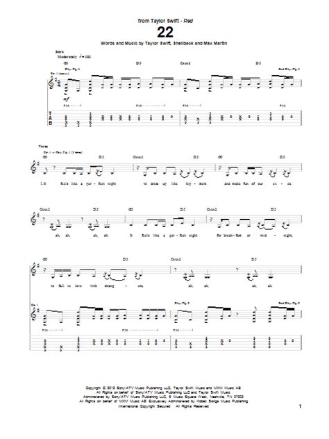 22 by Taylor Swift - Guitar Tab - Guitar Instructor