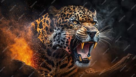 La majestad de la bestia un jaguar enojado con fuego y humo apex predator ia generativa | Foto ...