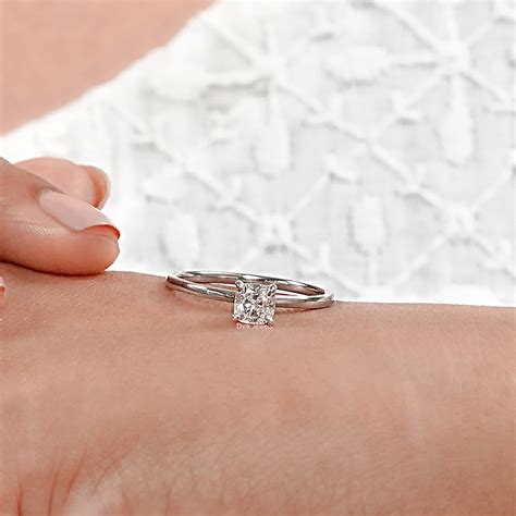 Cushion Cut Lab Diamond Hidden Halo Engagement Ring – Dvik Jewels