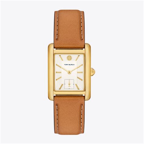 Eleanor Watch, Brown Leather/Gold-Tone Stainless Steel, 25 X 36 MM ...