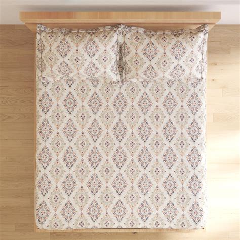 Buy Amaya Thisle Cotton 150TC Printed 3Pcs King Fitted Bedsheet Set ...