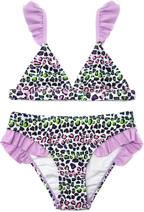Buy SHEKINI Girls Swimwear Halter Triangle Bikini Leopard Print Two ...