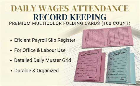 Hope Kart Muster Card Roll for Office Use for Daily Wages Attendance ...